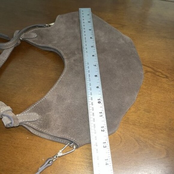 cuir veritable Suede Brown Hobo Shoulder Bag With Removable Long Leather Strap - Picture 11 of 12